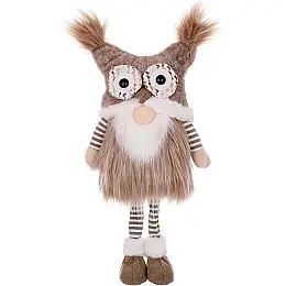 Декоративная игрушка Gnome with owl hat 70 см Коричнево-бежевый BonaDi DP232209