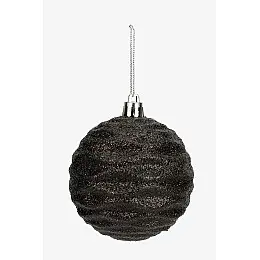 Новогодняя игрушка шар No Brand Волна блестящая 8 см Черный (2000990834461)