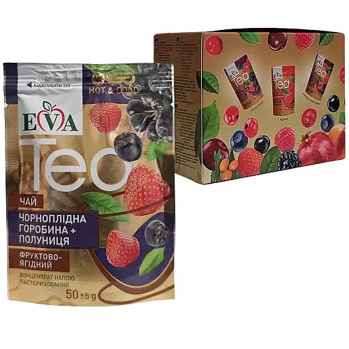Джем чай Eva Фруктово-Ягодный Черноплодная Рябина + Клубника 12 шт
