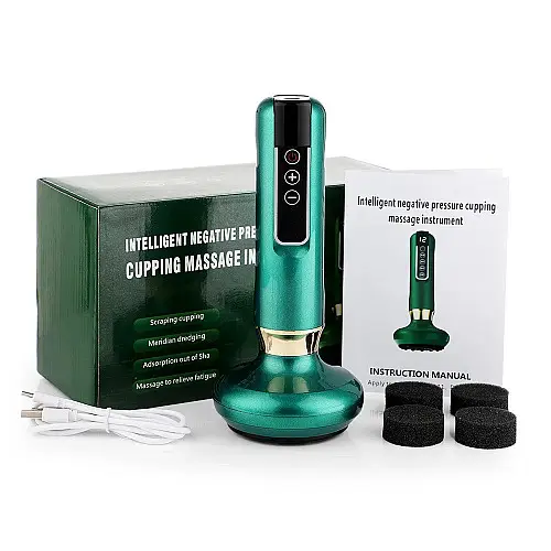 Антицеллюлитный вакуумный массажер RIAS Cupping Massage Instrument с инфракрасным нагреванием Green