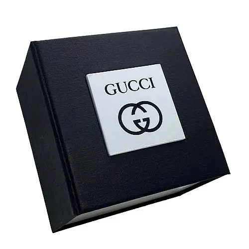 Подарочная упаковка-коробка для часов Gucci черный 90х90х60 мм