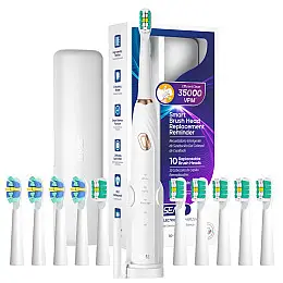 Бездротова звукова зубна щітка Seago Sonic SG2316 10 насадок кейс підставка Білий (859)