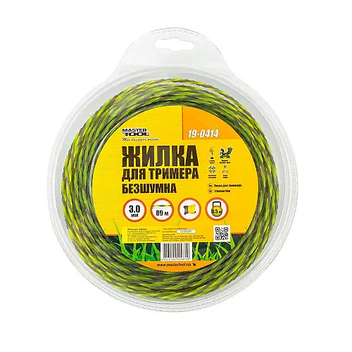 Леска для триммера безшумна SPIRAL SQUARE 3.00 мм 89 м (блістер) двоколірна MASTERTOOL