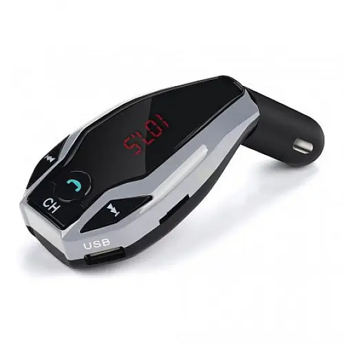 FM-трансмиттер RIAS X7 Bluetooth+USB+SD+AUX+MP3+Hands Free Black-Silver (3_00313)