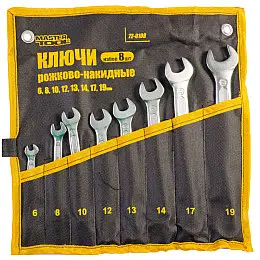 Ключі рожково-накидні MASTERTOOL набір 8 шт (72-0108)