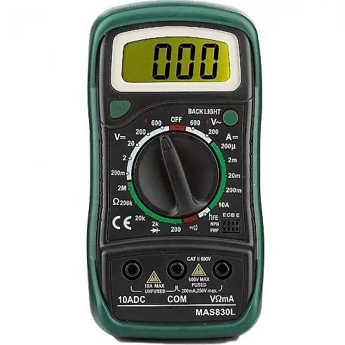 Цифровий мультиметр-тестер RIAS MAS830L з щупами Black (3_04506)