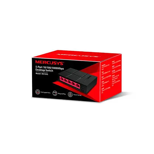 Комутатор Mercusys MS105G (5хGE, настільний)