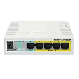 Комутатор MikroTik CSS106-1G-4P-1S (RB260GSP) (5x1Gb, 1x SFP, Пасивний PoE out на 2-5 портах)