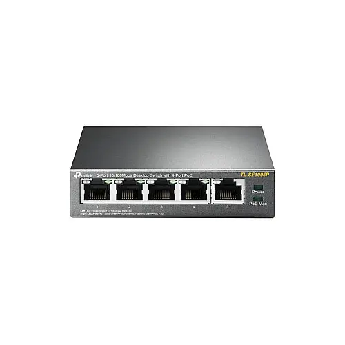 Комутатор TP-Link TL-SF1005P (1хFE, 4xFe PoE, макс 53W)