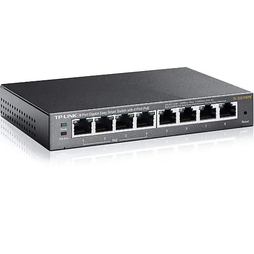 Комутатор TP-Link TL-SG108PE (4xGE, 4xGE PoE, easysmart, без вентилятора, макс. PoE 55W)