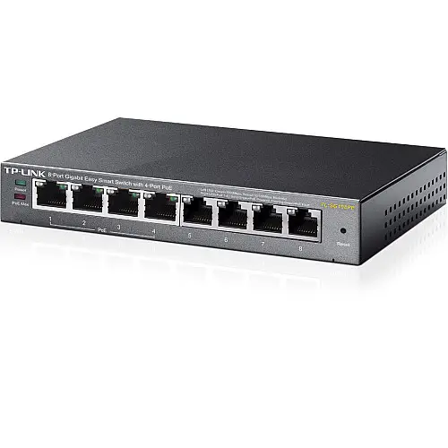 Комутатор TP-Link TL-SG108PE (4xGE, 4xGE PoE, easysmart, без вентилятора, макс. PoE 55W)