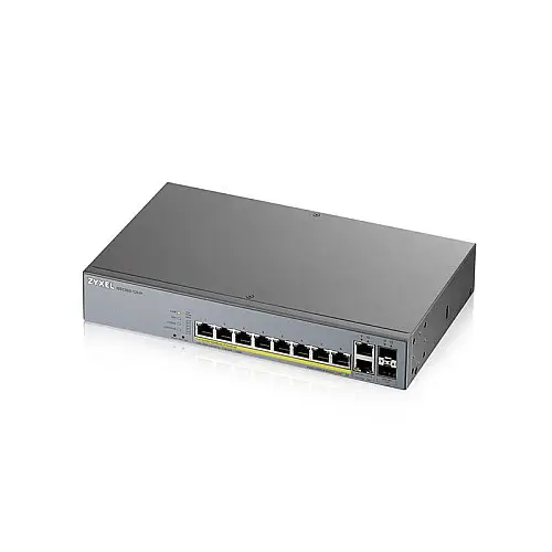 Комутатор ZYXEL GS1350-12HP (8xGE PoE+, 2xGE, 2xSFP, макс 130W, L2, метал)