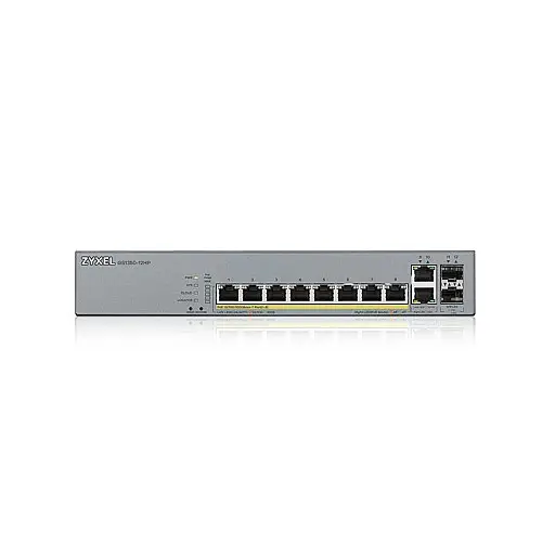 Комутатор ZYXEL GS1350-12HP (8xGE PoE+, 2xGE, 2xSFP, макс 130W, L2, метал)