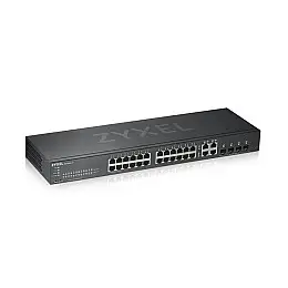 Комутатор ZYXEL GS1920-24HPv2 (GS192024HPV2-EU0101F) (24xGE PoE, 4xGE/SFP, Smart, NebulaFlex, Макс PoE 375W)