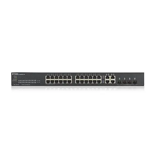 Комутатор ZYXEL GS1920-24HPv2 (GS192024HPV2-EU0101F) (24xGE PoE, 4xGE/SFP, Smart, NebulaFlex, Макс PoE 375W)