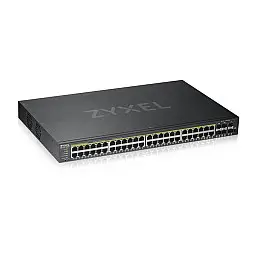 Комутатор ZYXEL GS1920-48HPv2 (4xGE, 4xGE/SFP, 2хSFP, 48хGE PoE, Max PoE 375W, Smart, NebulaFlex)