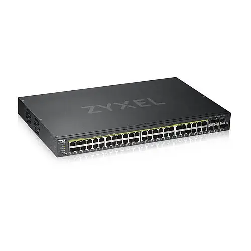 Комутатор ZYXEL GS1920-48HPv2 (4xGE, 4xGE/SFP, 2хSFP, 48хGE PoE, Max PoE 375W, Smart, NebulaFlex)