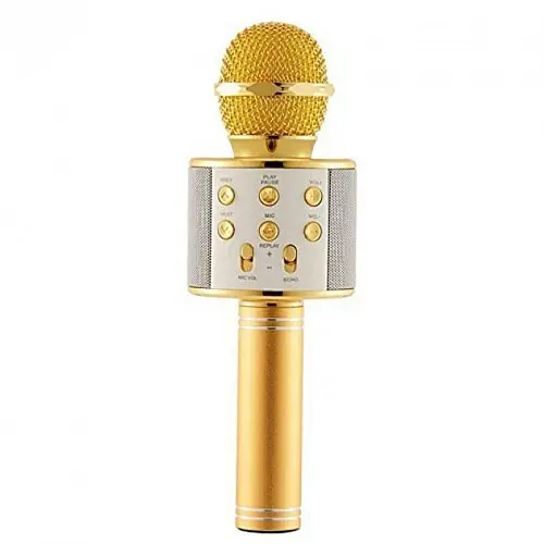 Беспроводный Bluetooth караоке микрофон с изменением голоса WSTER WS-858 Золотой Original Gold