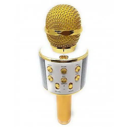 Беспроводный Bluetooth караоке микрофон с изменением голоса WSTER WS-858 Золотой Original Gold
