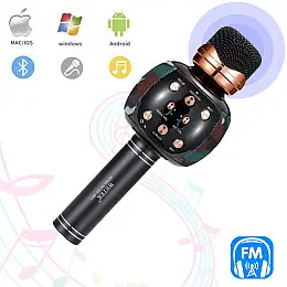 Караоке микрофон с колонкой и FM радио беспроводной вокальный портативный Bluetooth Wster Karaoke WS-2911 Камуфляж