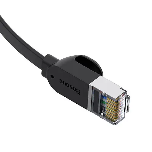 Патч-корд Baseus сетевой кабель Ethernet Cat6 RJ 45 Gigabit Network PCWL-E01 8м плоский Черный