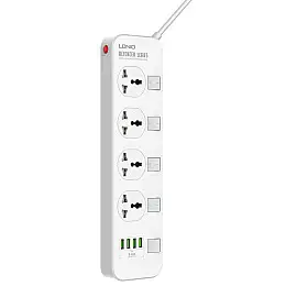 Сетевий подовжувач Ldnio SC4408 4USB 4 розетки 2 м Білий