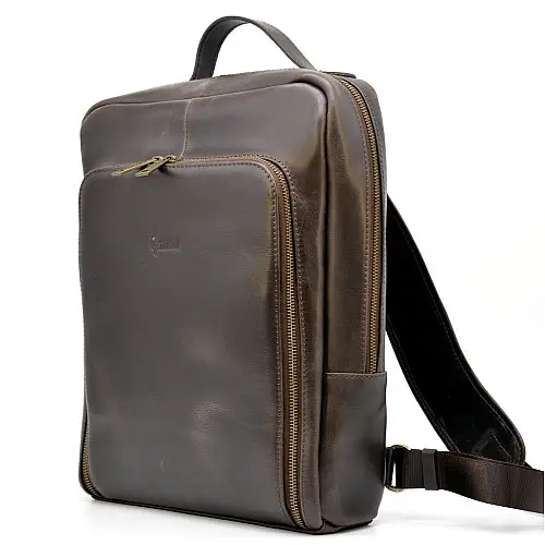 Діловий шкіряний рюкзак для ноутбука 14" TC-1239-4lx TARWA Коричневий