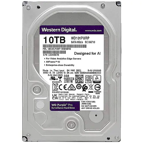 Жорсткий диск 10TB Western Digital WD Purple Pro WD101PURP для відеонагляду з AI