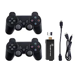 Телевізійна ігрова приставка Gen Game Mini Stick 4k HDMI з двома бездротовими геймпадами 2.4G з вбудованими іграми Dendy Sega Аркадні ігри Game Boy Nintendo Atari PlayStation 1