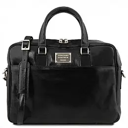 Кожаний портфель для ноутбука з переднім кишенею Tuscany Leather Urbino TL141241 Чорний