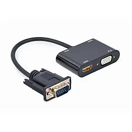 Адаптер Cablexpert VGA HDMI+VGA M/F 0.15 м Чорний (A-VGA-HDMI-02)