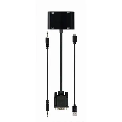 Адаптер Cablexpert VGA HDMI+VGA M/F 0.15 м Чорний (A-VGA-HDMI-02)