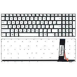 Клавіатура для ноутбука Asus N550 з підсвіткою Light Silver No Frame RU