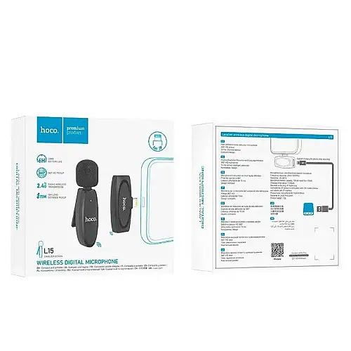 Бездротовий цифровий петличний мікрофон hoco. L15 2.4G 15M iPhone