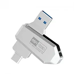 Флешка ЮСБ XO U50 Type C 128gb USB Flash Drive 3.0 Сталь