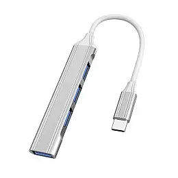 Хаб-розгалужувач для ноутбука TWS USB Type-C на 4 порти USB Сірий