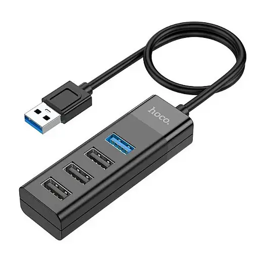 USB хаб Hoco HB25 на 4 USB порти USB 3.0*1+USB 2.0*3 чорний до 1Tb