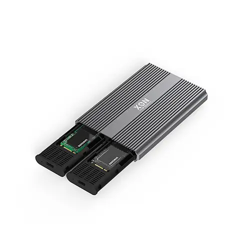 Внешний карман XON MemoryCase для двух M.2 NGFF (SATA) USB 3.1 Type-C Серый (XSC1C13NG2MG 6259)