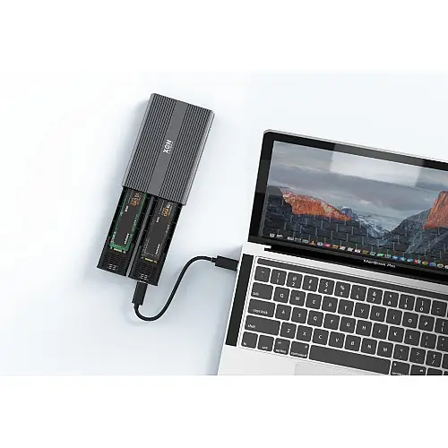 Внешний карман XON MemoryCase для двух M.2 NGFF (SATA) USB 3.1 Type-C Серый (XSC1C13NG2MG 6259)