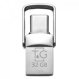 Флешка T&G 2&1USB/Type C 32Гб Метал 104 USB Flash Drive Сталь