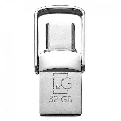 Флешка T&G 2&1USB/Type C 32Гб Метал 104 USB Flash Drive Сталь