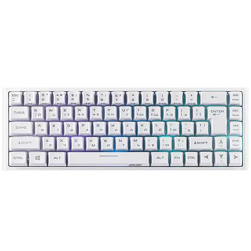Бездротова ігрова клавіатура з підсвіткою 2E KG360 RGB 68key WL White