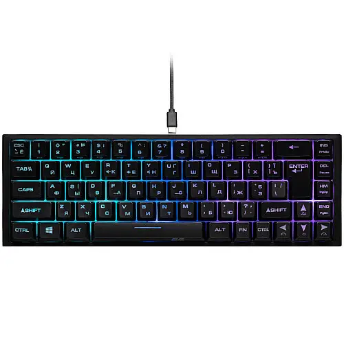 Клавіатура ігрова провідна 2E Gaming KG350 RGB USB Ukr Чорний