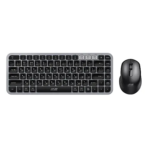 Клавіатура і мишка бездротова 2E MK430 WL/BT EN/UKR сірий-чорний