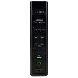 Адаптер UKC US-D01 50W 3USB 110-265V Чорний