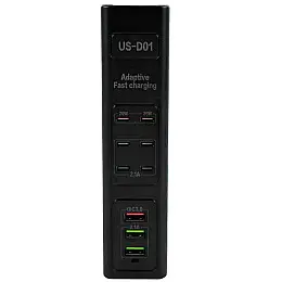 Адаптер UKC US-D01 85W 3USB 110-265V Чорний