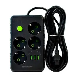 Удлинитель мережевий UA Power 4 м 4 розетки 3 USB F15U Чорний