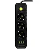 Удлинювач No Brand F43U USB 4 м 3 розетки чорний