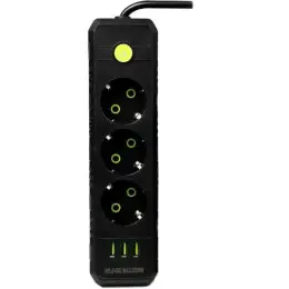 Удлинювач No Brand F43U USB 4 м 3 розетки чорний