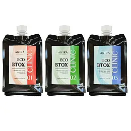Набор средств для восстановления волос Akira Eco Btox Hair Clinic 01,02,03 1000 мл